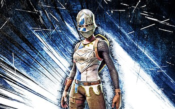 Royale Knight, grunge art, Fortnite Battle Royale, Fortnite characters, blue abstract rays, Royale Knight Skin, Fortnite, Royale Knight Fortnite HD wallpaper