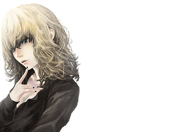 anime, blue, white, blonde, eyes, girl, dark, akaikitsune, origina, cleavage, hair HD wallpaper