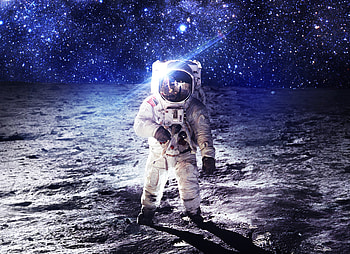 Space, landscape, astronaut, fantasy HD wallpaper