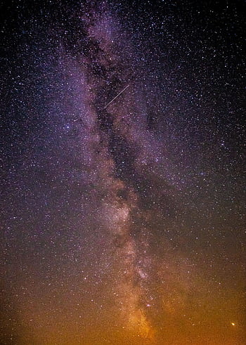 Beautiful shot of the Milky Way galaxy filled with stars and a shooting star. HD phone wallpaper