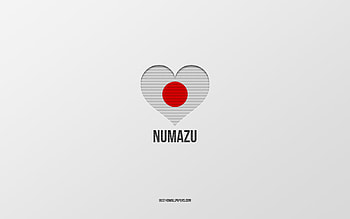 I Love Numazu, Japanese cities, Day of Numazu, gray background, Numazu, Japan, Japanese flag heart, favorite cities, Love Numazu HD wallpaper