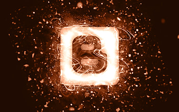 Blogger brown logo, , brown neon lights, creative, brown abstract background, Blogger logo, social network, Blogger HD wallpaper