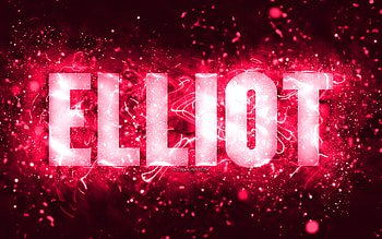 Happy Birtay Elliot, , pink neon lights, Elliot name, creative, Elliot Happy Birtay, Elliot Birtay, popular american female names, with Elliot name, Elliot HD wallpaper