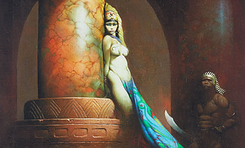 Egyptian Queen, girl, queen, guard, woman, art, palace, , beautiful, digital, fantasy, egyptian HD wallpaper