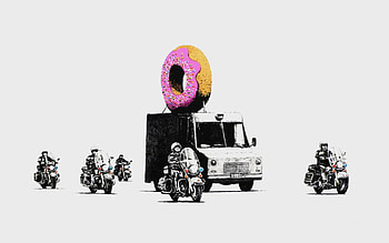 Banksy, Donut, street art, cops, art, graffiti, banksy, donut HD wallpaper