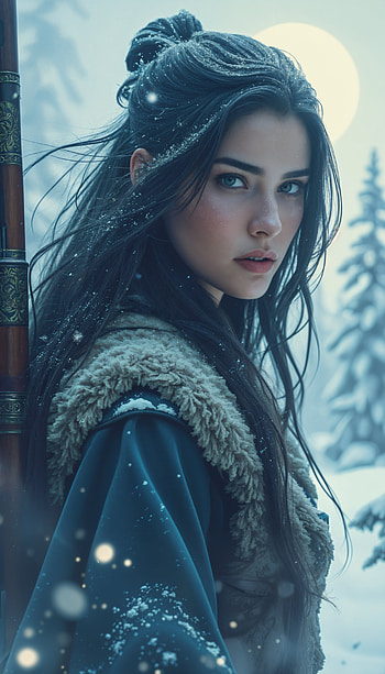 **Winter Warrior: Enchanting **, girl, portrait, winter, woman, snow HD phone wallpaper