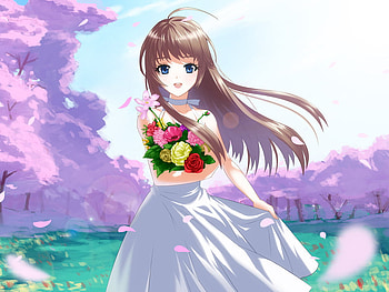 Anime bride, sweet, wedding, anime, flower, bride HD wallpaper