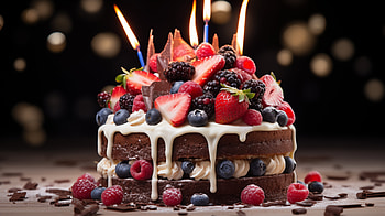 Scrumptious Birtay Cake, birtay cake, cake, birtay, berry, dessert HD wallpaper