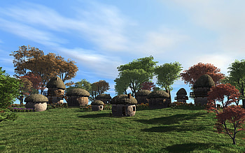 Morel Manor, trees, cg, abstract, 3d HD wallpaper