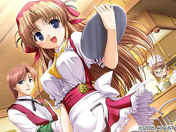 Funky Waitress, anime, waitress, funky, girl, long hair HD wallpaper