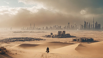 Desert City Sandstorm, city, desert, Sci Fi, sci fi city HD wallpaper