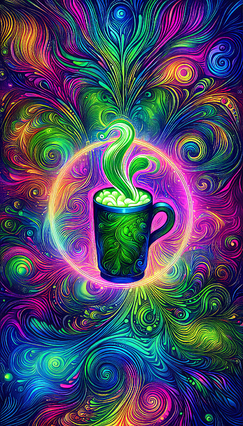 Psychedelic Green Tea Cup - Vibrant , coffee, psychedelic, colorful, Abstract HD phone wallpaper