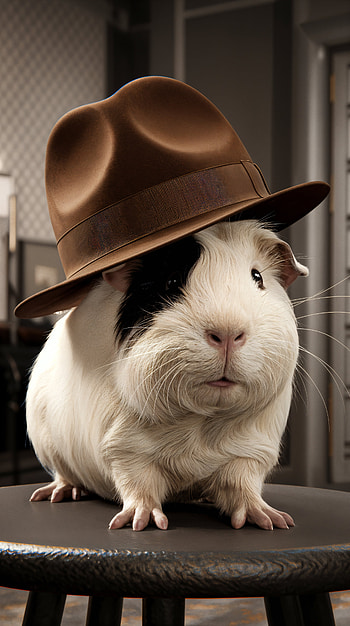 Stylish Guinea Pig for Your , Animal, hat, cute, pet HD phone wallpaper