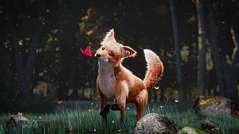 Fox, animal, art, butterfly, fantasy, vulpe, jeff b HD wallpaper