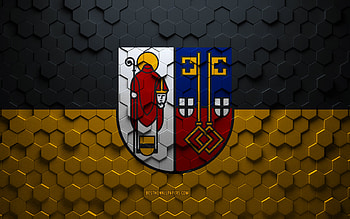 Flag of Krefeld, honeycomb art, Krefeld hexagons flag, Krefeld, 3d hexagons art, Krefeld flag HD wallpaper