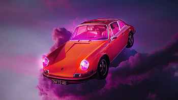 Porsche Clouds Journey, porsche, artist, artwork, digital-art, outrun HD wallpaper