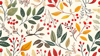 Vibrant Holiday Pattern - Ultra, holiday pattern, leaf, floral pattern, berry HD wallpaper