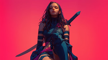 Psylocke The Guardian, psylocke, superheroes, digital-art, artwork, ai-girls, art HD wallpaper