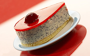 Food, Cherry, Desert, Cake, Sweet, Plate, Poppy HD wallpaper