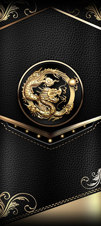 Black Gold Dragon, symbol, business, luxury, leather HD phone wallpaper