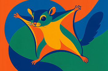Flying Squirrel : Vibrant Gliding Beauty in Motion, Flying Squirrel, animal illustration, colorful art, Wildlife, cartoon HD wallpaper