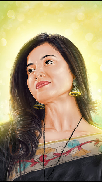 Anju kurein, mallu actress, digital painting HD phone wallpaper
