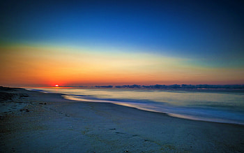 Simply Beautiful, sand, sunlight, peaceful, sunrise, beauty, beach, waves, sun, ocean, sunset, footprints, sea, beautiful, ocean waves, view, clouds, nature, sky, lovely, splendor HD wallpaper