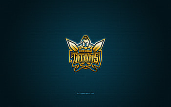 Gold Coast Titans, Australian rugby club, NRL, yellow logo, blue carbon fiber background, National Rugby League, rugby, Queensland, Australia, Gold Coast Titans logo HD wallpaper