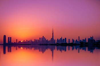 Dubai City Silhouette , dubai, world, silhouette, evening, city HD wallpaper
