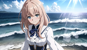 A girl at the beach, AI Art, Anime, girl, anime girl HD wallpaper