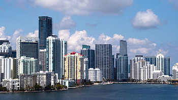Miami Skyline, Aerial view, Downtown skyscrapers, Stunning drone footage HD wallpaper