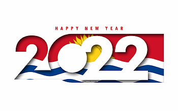 Happy New Year 2022 Kiribati, white background, Kiribati 2022, Kiribati 2022 New Year, 2022 concepts, Kiribati, Flag of Kiribati HD wallpaper