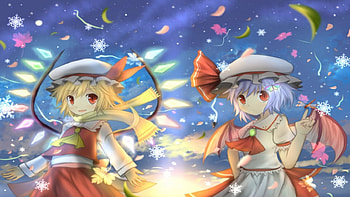 Touhou winter, sweet, winter, cute, colors, beautiful, beauty, anime, snow, girls, women HD wallpaper