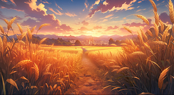 Sunset Wheat Harvest, harvest, nature, wheat HD wallpaper