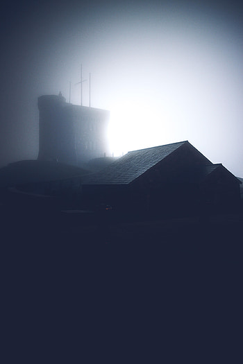 Building, Dark, Fog, Roof HD phone wallpaper