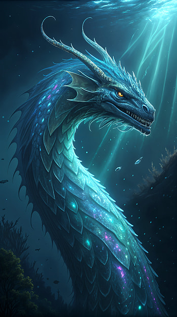 Leviathan: Enigmatic Depths - Stunning , dragon, fantasy, underwater, mythical creature HD phone wallpaper