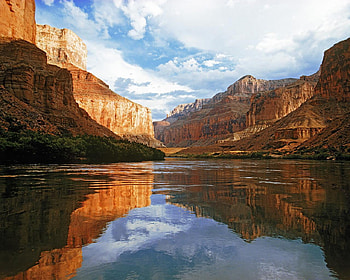 Colorado River The Grand Canyon, blue, river, rock, reflection, canyon, clouds, nature, sky, water HD wallpaper