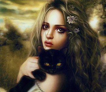 Only You, cat, black, gir, omar diaz HD wallpaper