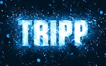Happy Birtay Tripp, , blue neon lights, Tripp name, creative, Tripp Happy Birtay, Tripp Birtay, popular american male names, with Tripp name, Tripp HD wallpaper