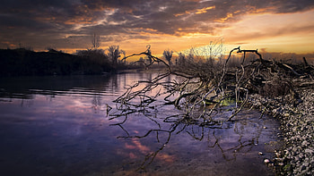 Lake Sunset, Lake, sky, Nature, Sunset, cloud HD wallpaper