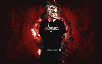 Jose Mourinho, AS Roma, Portuguese football coach, AS Roma coach, Jose Mourinho art, burgundy stone background, football HD wallpaper