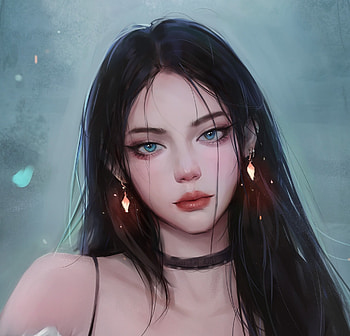Girl, fantasy, jewel, earrings, miqi19981105, face, luminos HD wallpaper