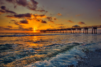 A New Day, juno, florida, pier, palm beach, sunrise, beach HD wallpaper