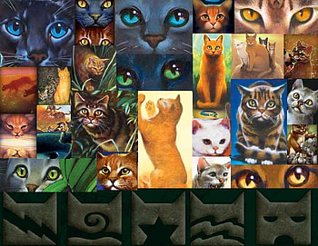 Warrior Cats Collage, blackstar, lionblaze, cats, shadowclan, millie, riverclan, warrior cats, collage, hollyleaf, jayfeather, graystripe, leopardstar, cloudtail, firestar, and starclan, cinderpelt, sandstorm, brambleclaw, tallstar, tigerstar, squirelflight, leafpool, thunderclan, windclan HD wallpaper