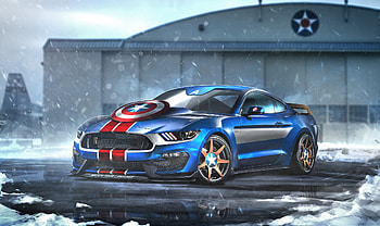 Mustang Captain America, superheroes-cars, captain-america, mustang, super-heroes, cars HD wallpaper