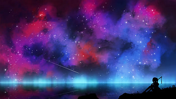 Art, Stars, Night, Shining, Dark, Silhouette HD wallpaper