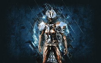 Gara, Warframe, blue stone background, Warframe characters, Gara Warframe, Gara skin, creative art HD wallpaper