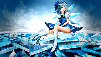 Touhou, sky, cirno, dress HD wallpaper