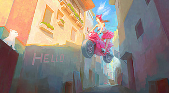 Pink Bike Girl , biker, artist, artwork, digital-art, artstation HD wallpaper