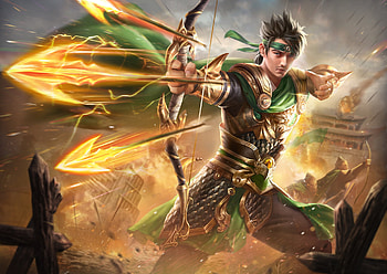 Archer, fantasy, yellow, green, man, yuan a HD wallpaper
